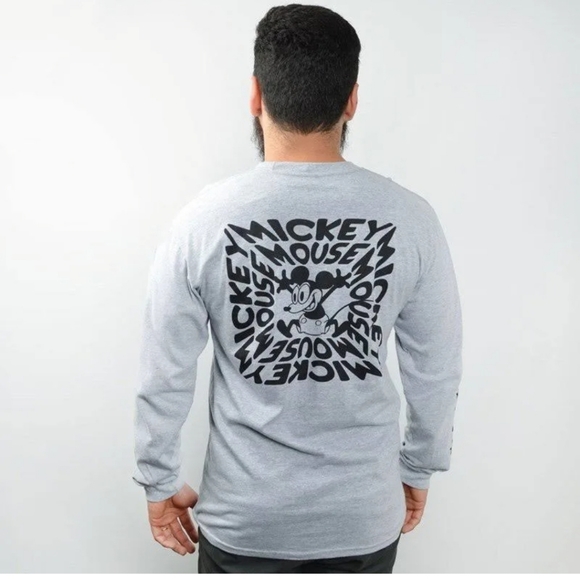 Vans Shirts Men's Grey Long Sleeve T Shirt Vans Disney Mickey Mouse - Picture 1 of 9